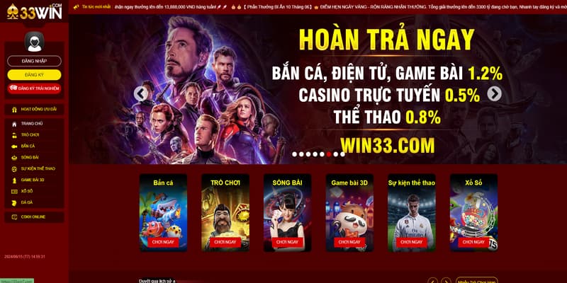 Đăng ký và đăng nhập vào cổng game 33WIN link chuẩn 2024